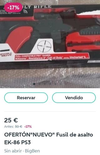 Oferta.NUEVO PS3. FUSIL EK-86+ ESCOPETA 