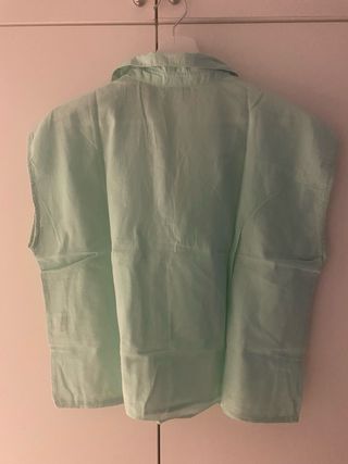 Camicia lino verde senza maniche