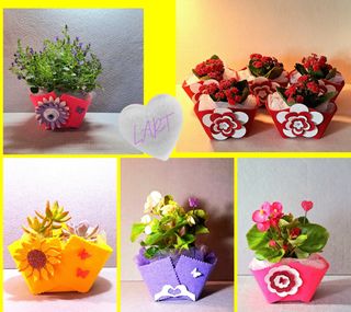 Cestini feltro handmade x piante