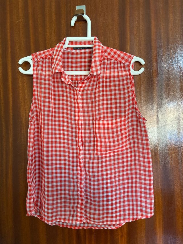 Blusa roja Mango XS - cuadros