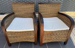 Sillones Ratán y Madera - 2 uds
