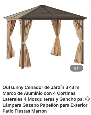 Pérgola aluminio Outsunny 3x3m