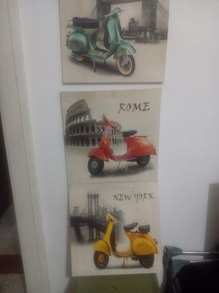 Quadri Vespa vintage: Roma, NY, Londra