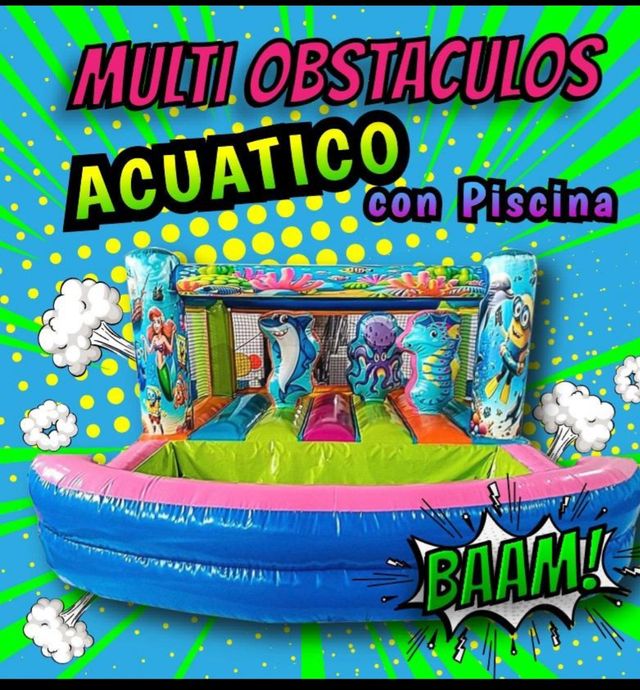 Castillo acuático infantil con piscina