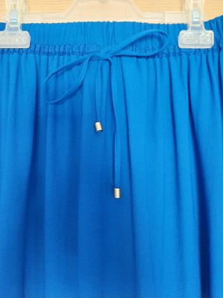 Falda larga azul Zara