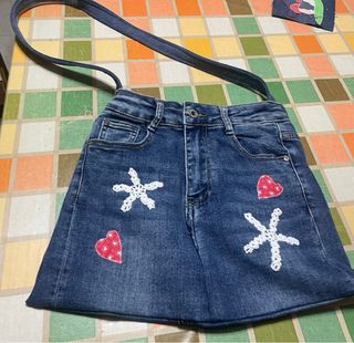 Natale Borsa a tracolla in jeans natalizia