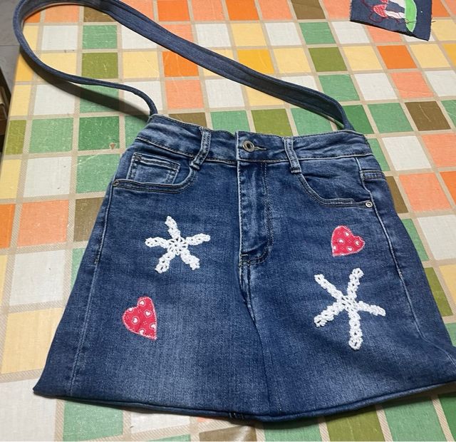 Natale Borsa a tracolla in jeans natalizia