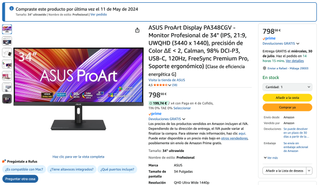 Monitor Asus ProArt PA348CGV 34" - Impecable