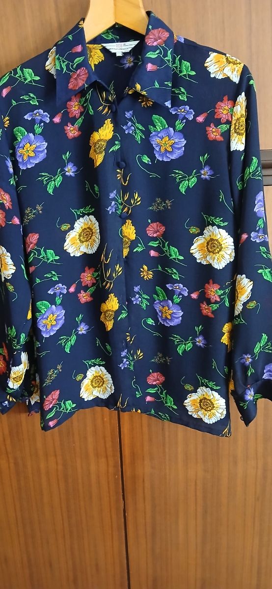 Camicia floreale donna blu