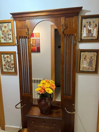 ricevitore mobile in legno - specchio