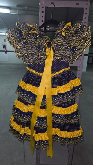 Vestido Flamenco niña azul y amarillo