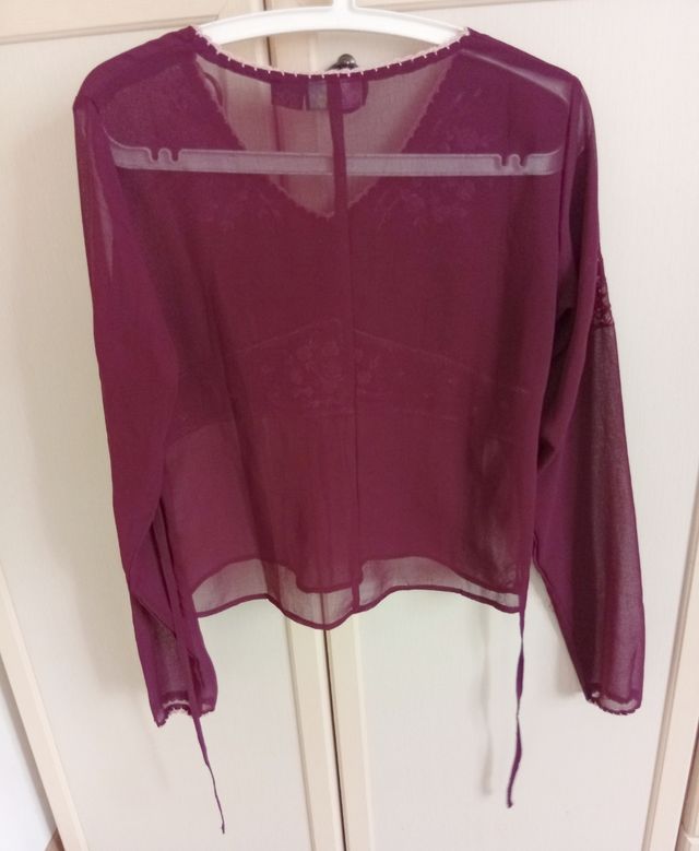 Blusa Trasparente Ricamata maniche lunghe