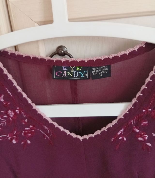 Blusa Trasparente Ricamata maniche lunghe