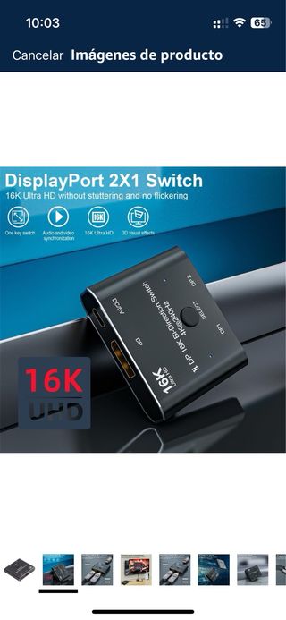 Conmutador 1Gk DisplayPort 4K. bidireccional