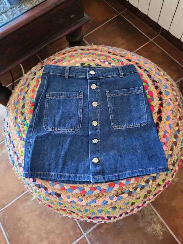 Falda vaquera botones - Azul