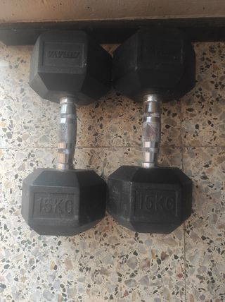 Mancuernas hexagonales 15kg - 2uds