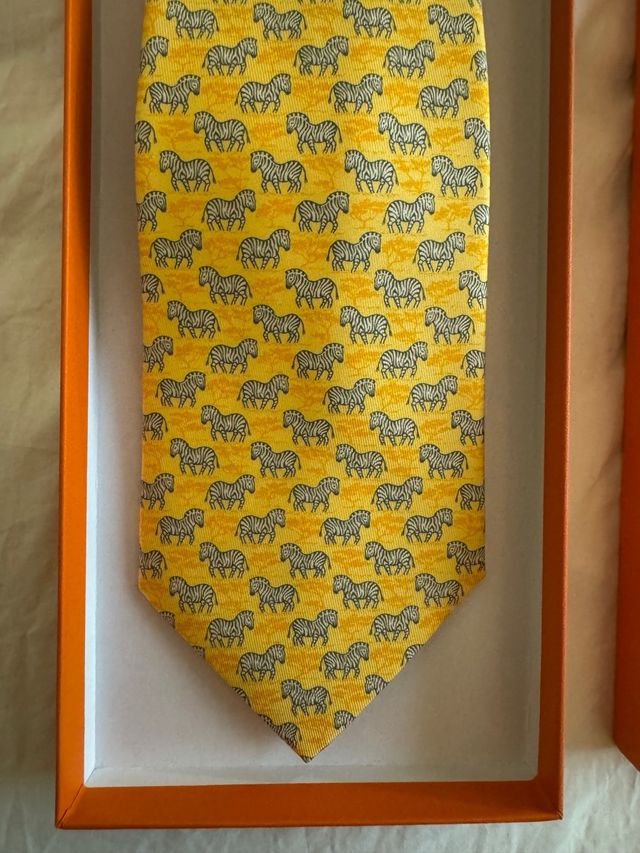 Corbata Hermes Zebra Amarilla