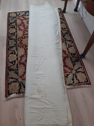 Alfombra lana beige-marrón-mostaza.