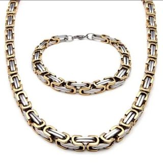 Juego de collar y pulsera dorados
