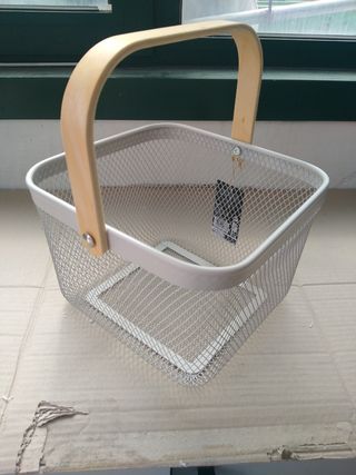 Cestino portaoggetti grigio e beige