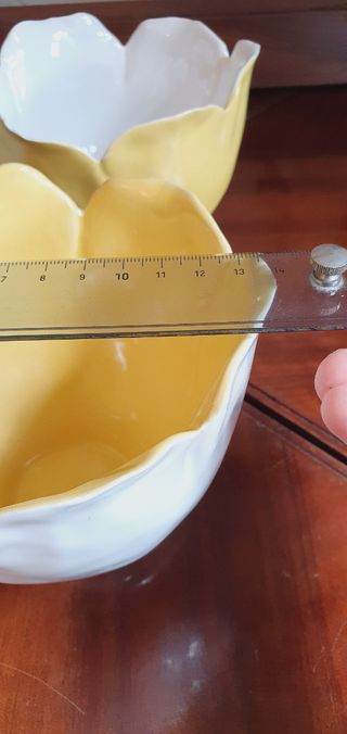 4 Ciotole Ceramica Fiore - Giallo & Bianco