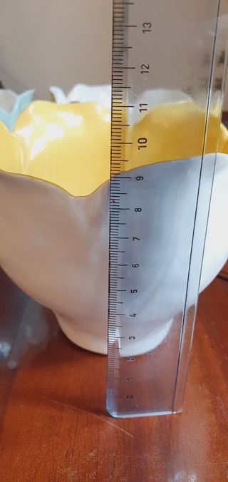 4 Ciotole Ceramica Fiore - Giallo & Bianco