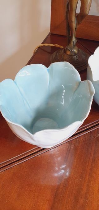 4 Ciotole Ceramica Fiore - Giallo & Bianco
