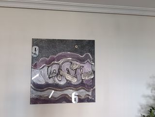 Reloj-Cuadro Gris y Morado