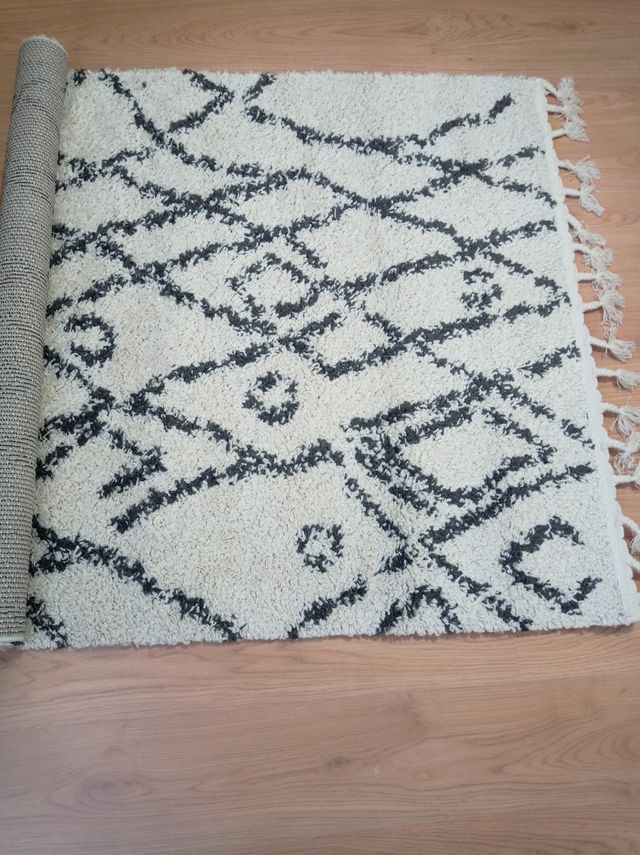 Alfombra boho - Gris y blanco