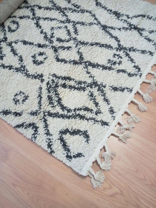 Alfombra boho - Gris y blanco