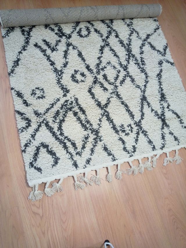 Alfombra boho - Gris y blanco