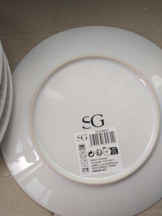 6 Piatti Dessert - Beige/Bianco