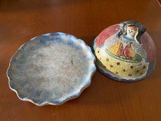 Cubierta de queso cerámica vintage