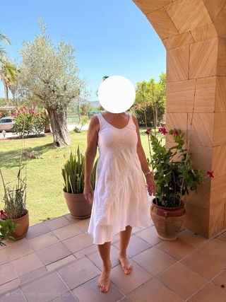 Vestido blanco ibicenco lazo mujer