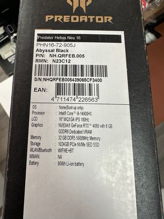 Acer Predator Helios Neo 16 PHN16-72-905J - #CF3400
