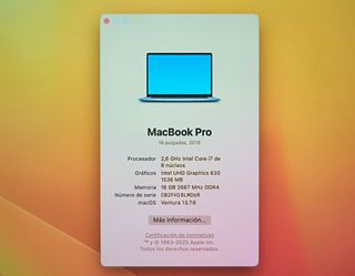 PORTÁTIL MACBOOK PRO 16 A2141 i7/16GB/512GB #22