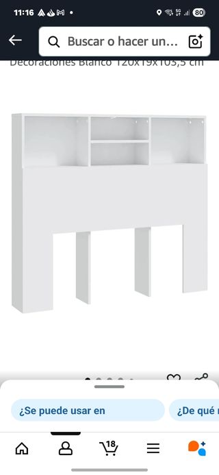 Cabecero cama vidaXL blanco 120x19x103,5cm