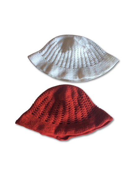 2 Gorros bebé crochet - Rojo y blanco