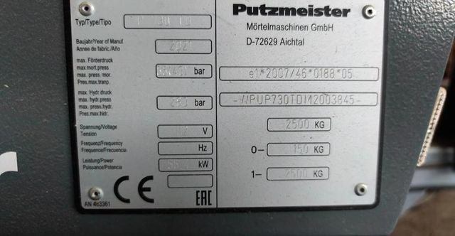 Bomba de mortero Putzmeister P730
