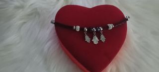 Pulsera negra plata - Hamsa