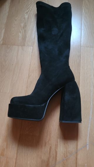 Botas altas negras tacón grueso - 39