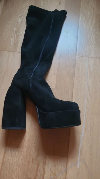 Botas altas negras tacón grueso - 39