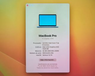 PORTÁTIL MACBOOK PRO 15 A1990 i7/32GB/256GB #23