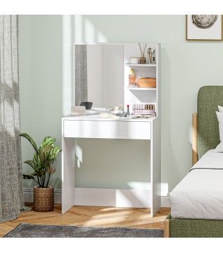 Tocador con espejo y taburete