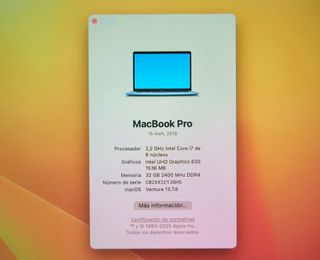 PORTÁTIL MACBOOK PRO 15 A1990 i7/32GB/256GB #24