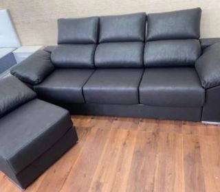 Chaiselongue de piel sintética negra