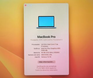 PORTÁTIL MACBOOK PRO 13 A1989 i7/16GB/512GB #26