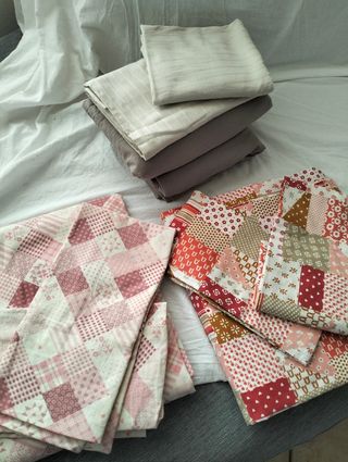 Lenzuola matrimoniali cotone beige rosa