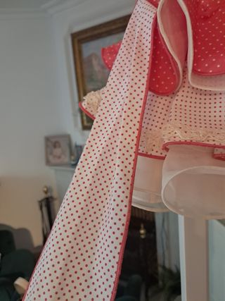 Vestido Flamenca niña coral y beige con encajes