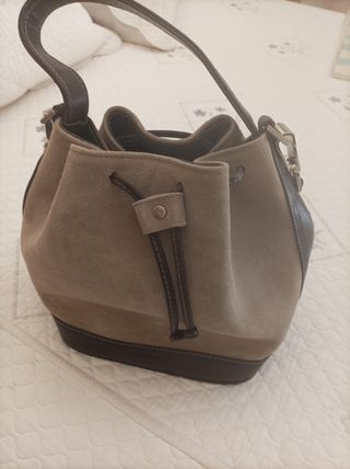 Bolso bandolera piel beige